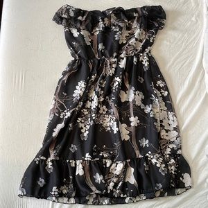 Strapless print dress